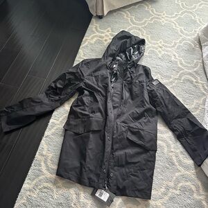Men's Black Hooded Rain Jacket